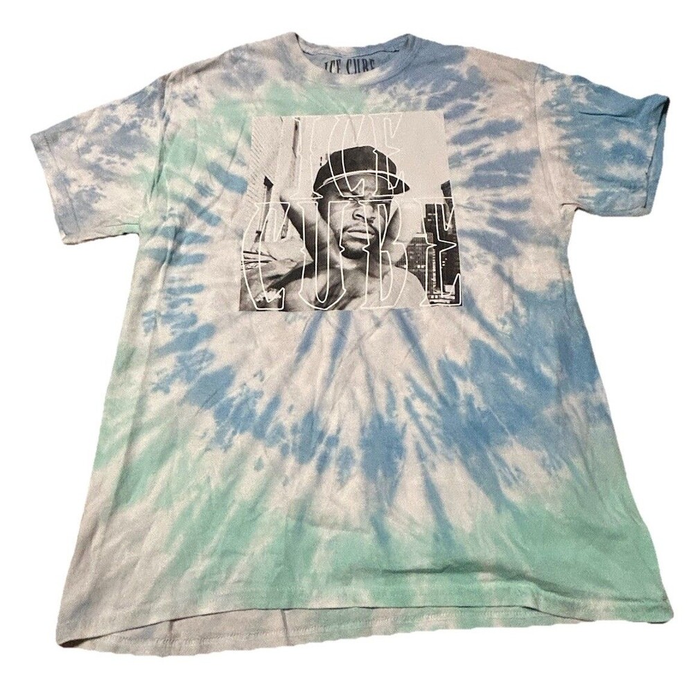 Ice Cube Tie Dye T-Shirt Large Blue Green Graphic Rap Hip Hop Official Merch